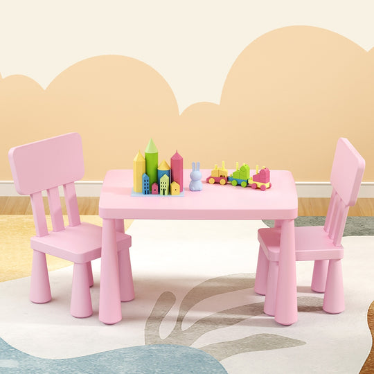 1 Kids Table and 2 Chairs Set Blue/Pink