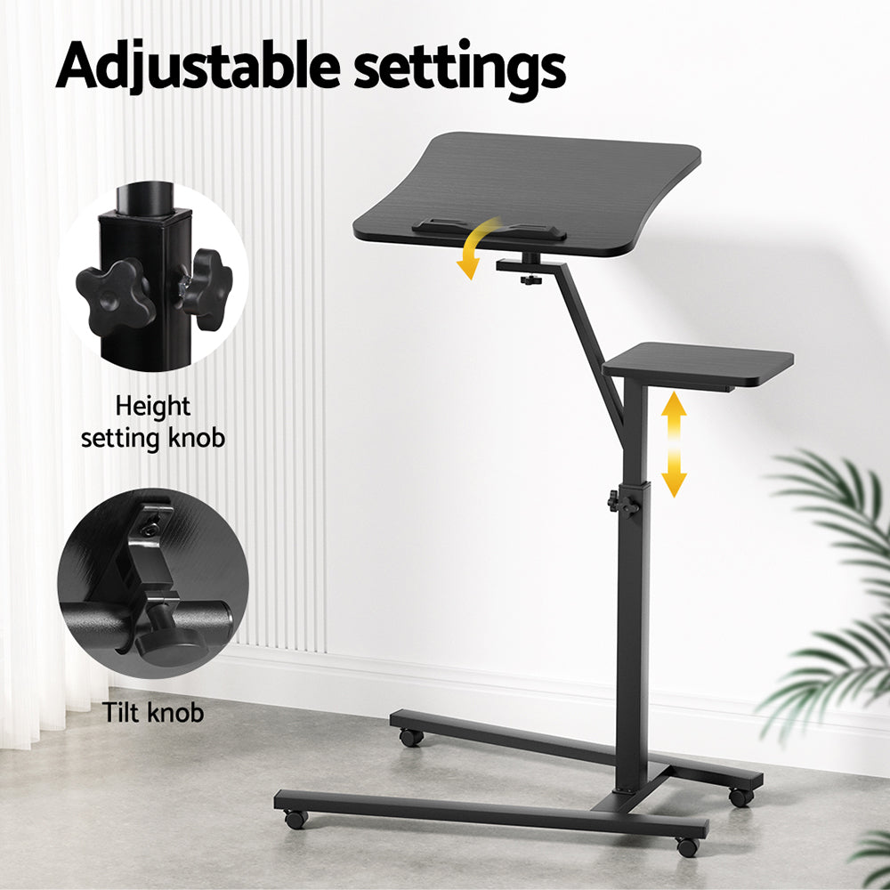 Laptop Desk Computer Table Height Adjustable Tiltable Mouse Board Black | Black colour