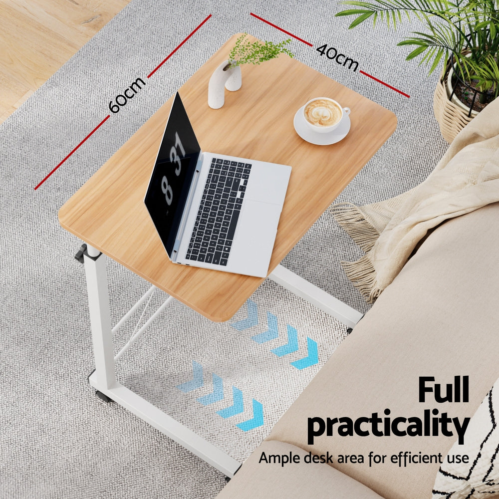 60cm Adjustable Laptop Desk Table Light Wood Home Office Workstation