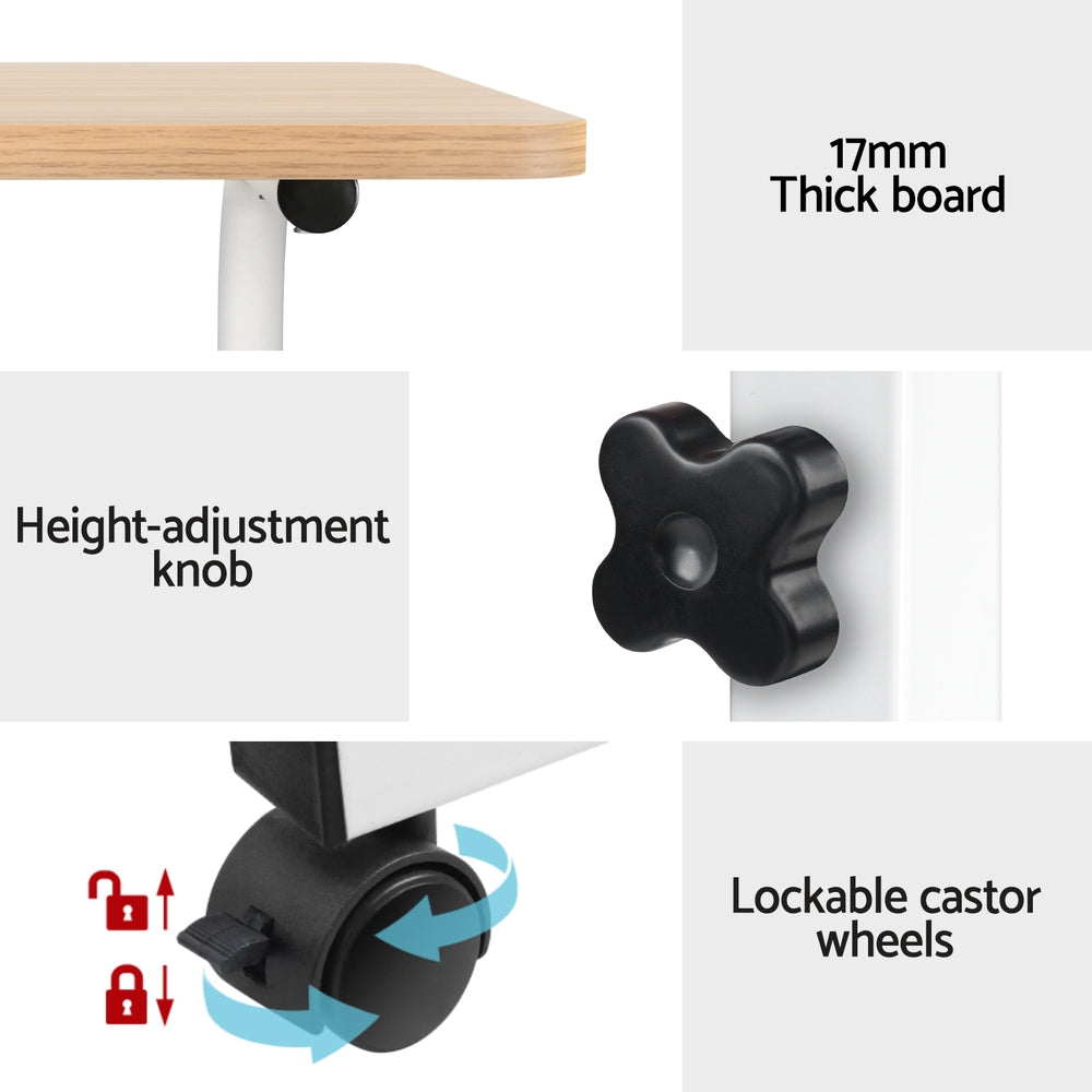 60cm Adjustable Laptop Desk Table Light Wood Home Office Workstation