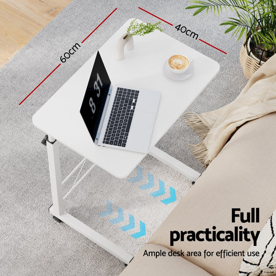 Portable Adjustable Wooden Latpop Stand - White