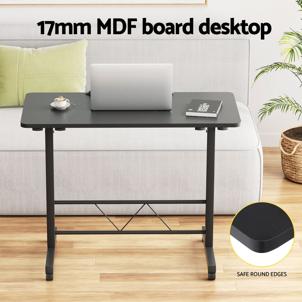 Black colour - Laptop Desk Table Height Adjustable Wooden Bed Side Tables 80Cm Black