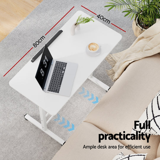 Laptop Desk Table Adjustable 80Cm White - Portable Mobile Notebook Computer