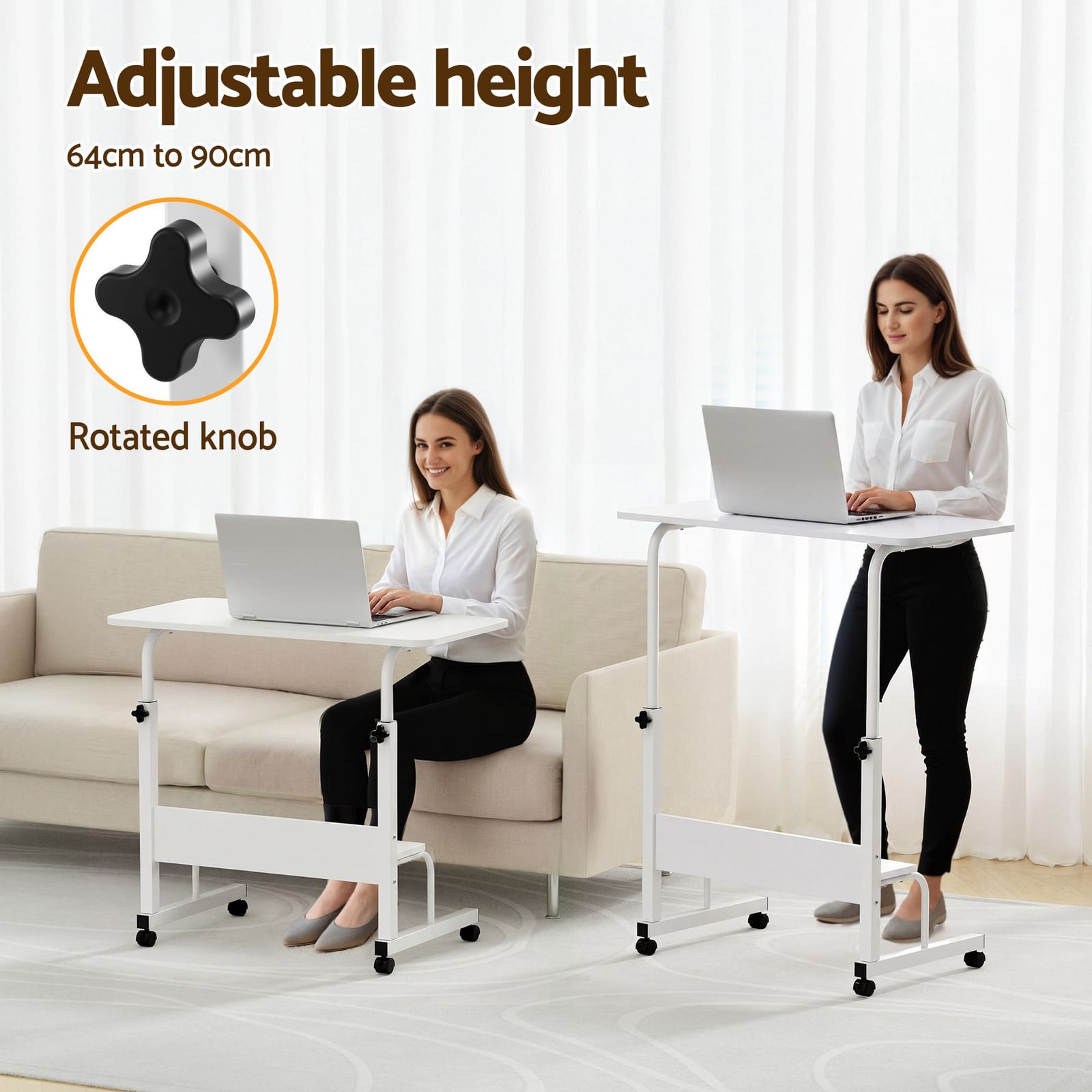 Portable Laptop Desk Height Adjustable 80x40x64cm