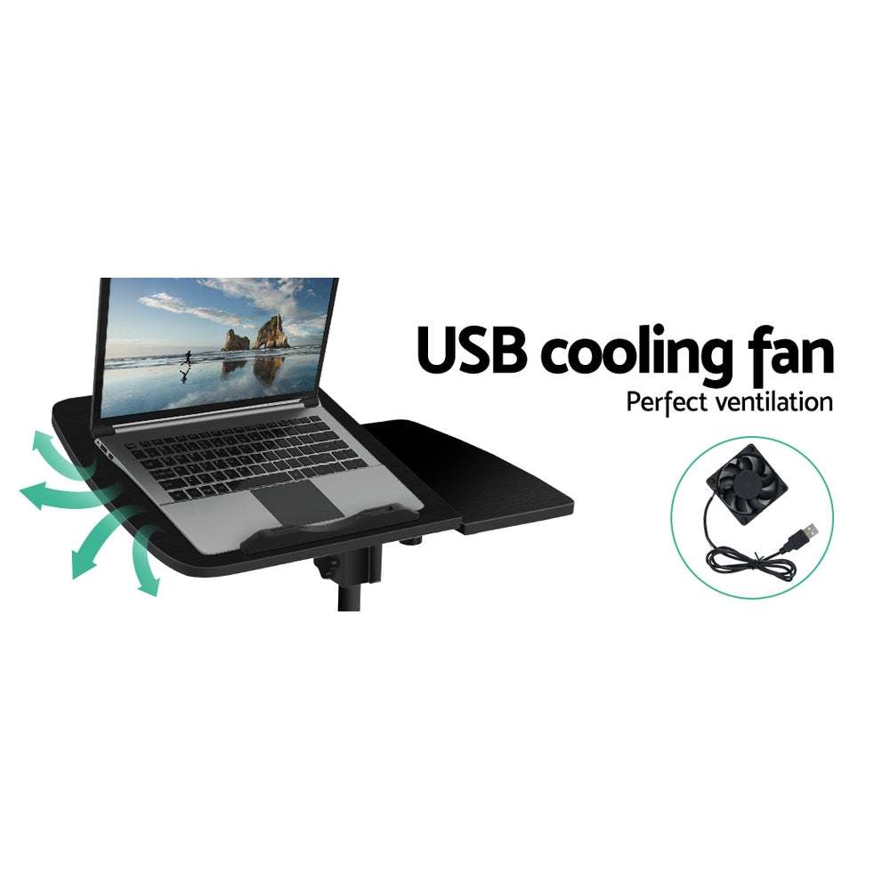 Adjustable Computer Stand with Cooler Fan - Black