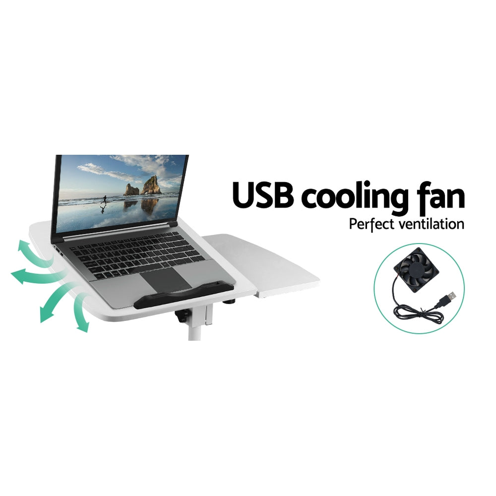 Adjustable Computer Stand with Cooler Fan - White