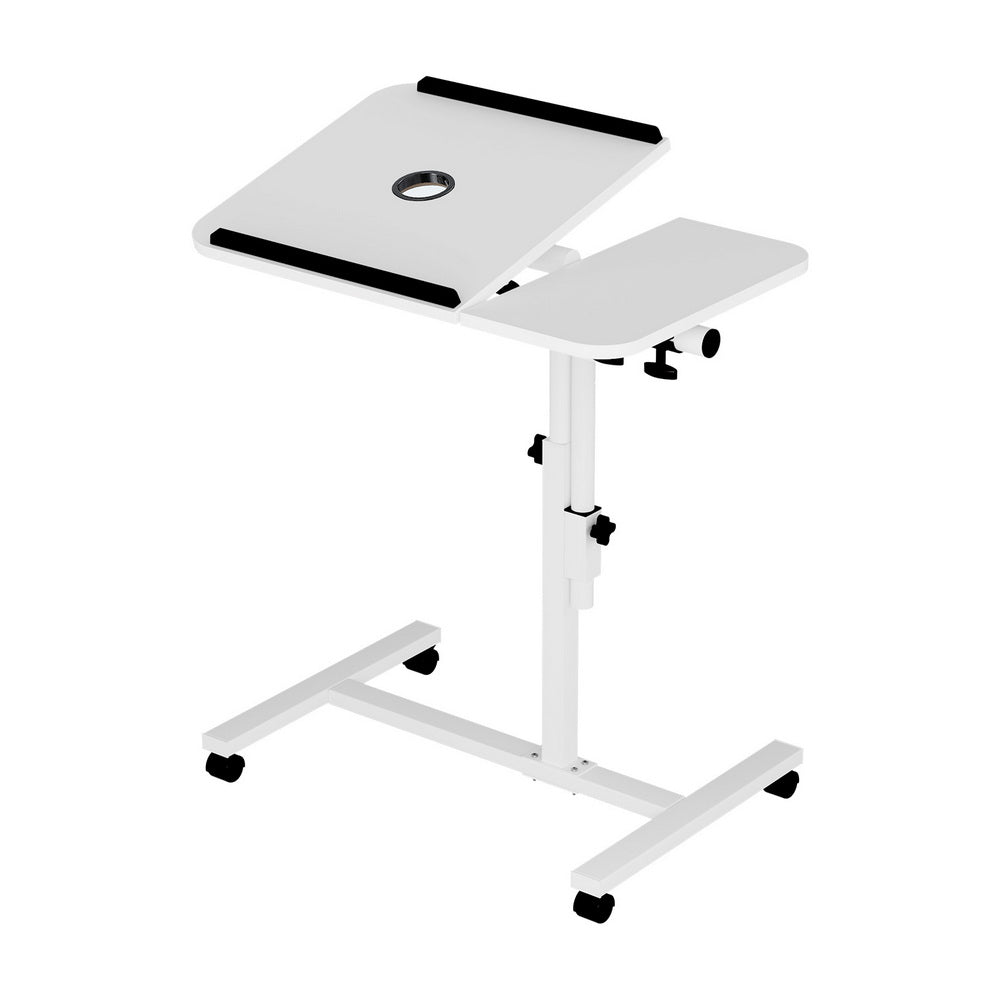 White Laptop Desk Table with Built-In Cooling Fan Portable Workstation