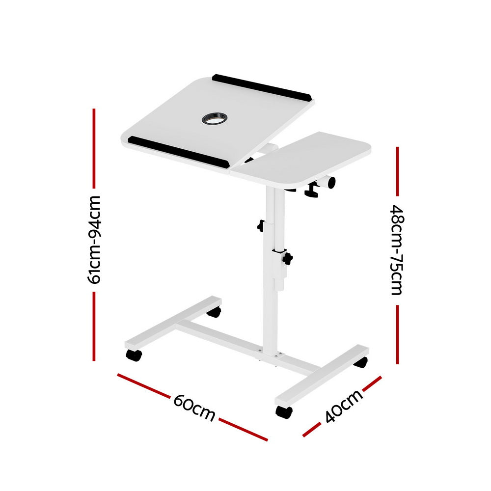 White Laptop Desk Table with Built-In Cooling Fan Portable Workstation