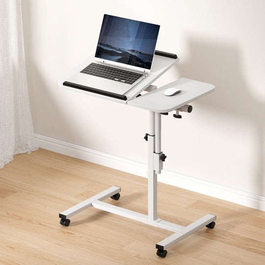 White Laptop Desk Table with Built-In Cooling Fan Portable Workstation, Laptop Stands
