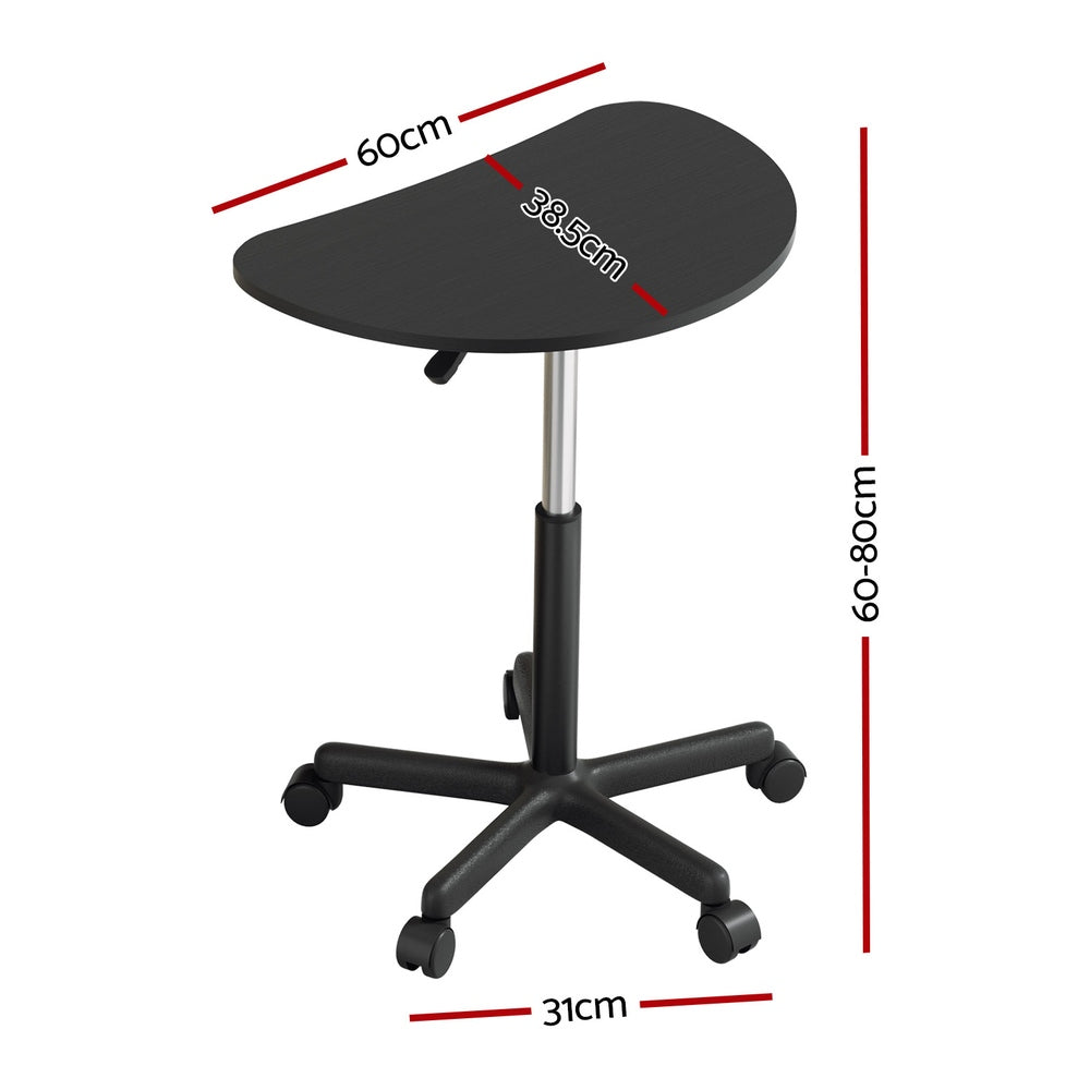 Laptop Desk Portable Height Adjustable Table Caster Wheels 60CM Black | Black colour