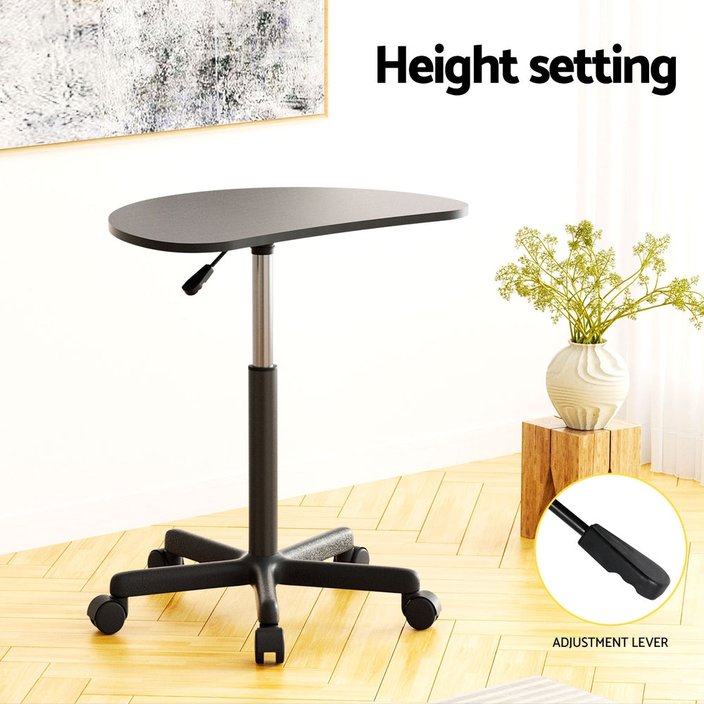 Black colour - Laptop Desk Portable Height Adjustable Table Caster Wheels 60CM Black