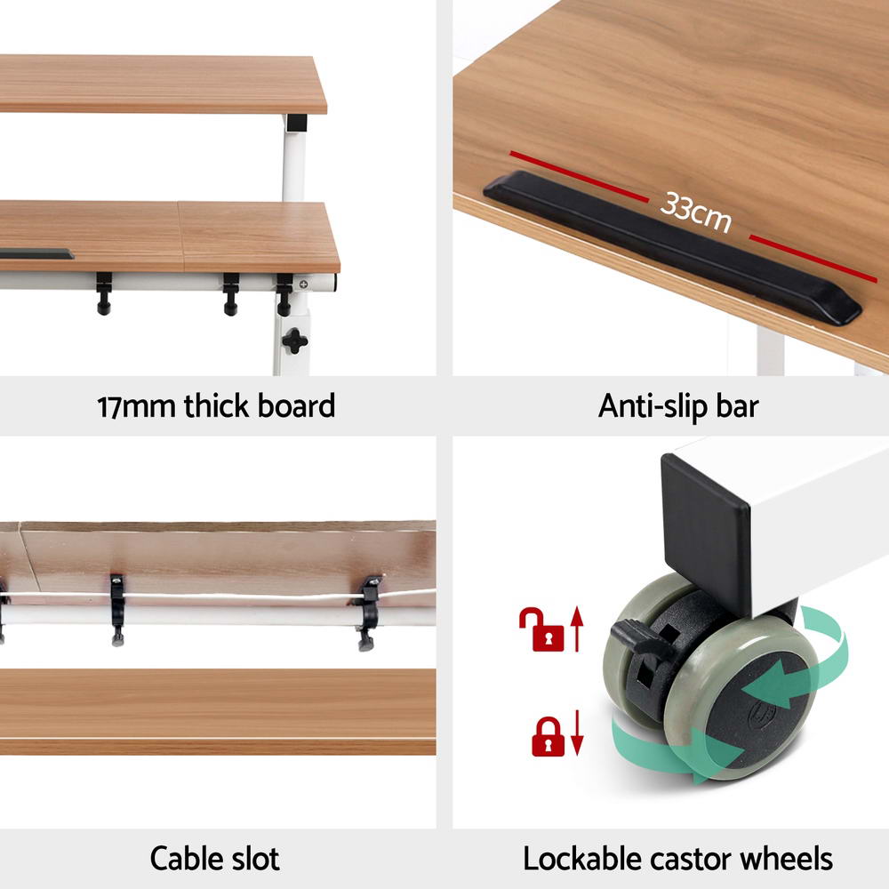 80cm Adjustable Laptop Desk Table Portable Workstation Light Wood