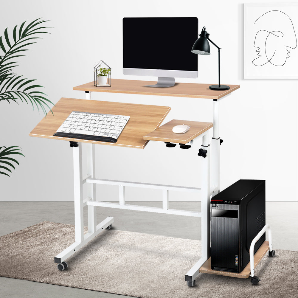 80cm Adjustable Laptop Desk Table Portable Workstation Light Wood