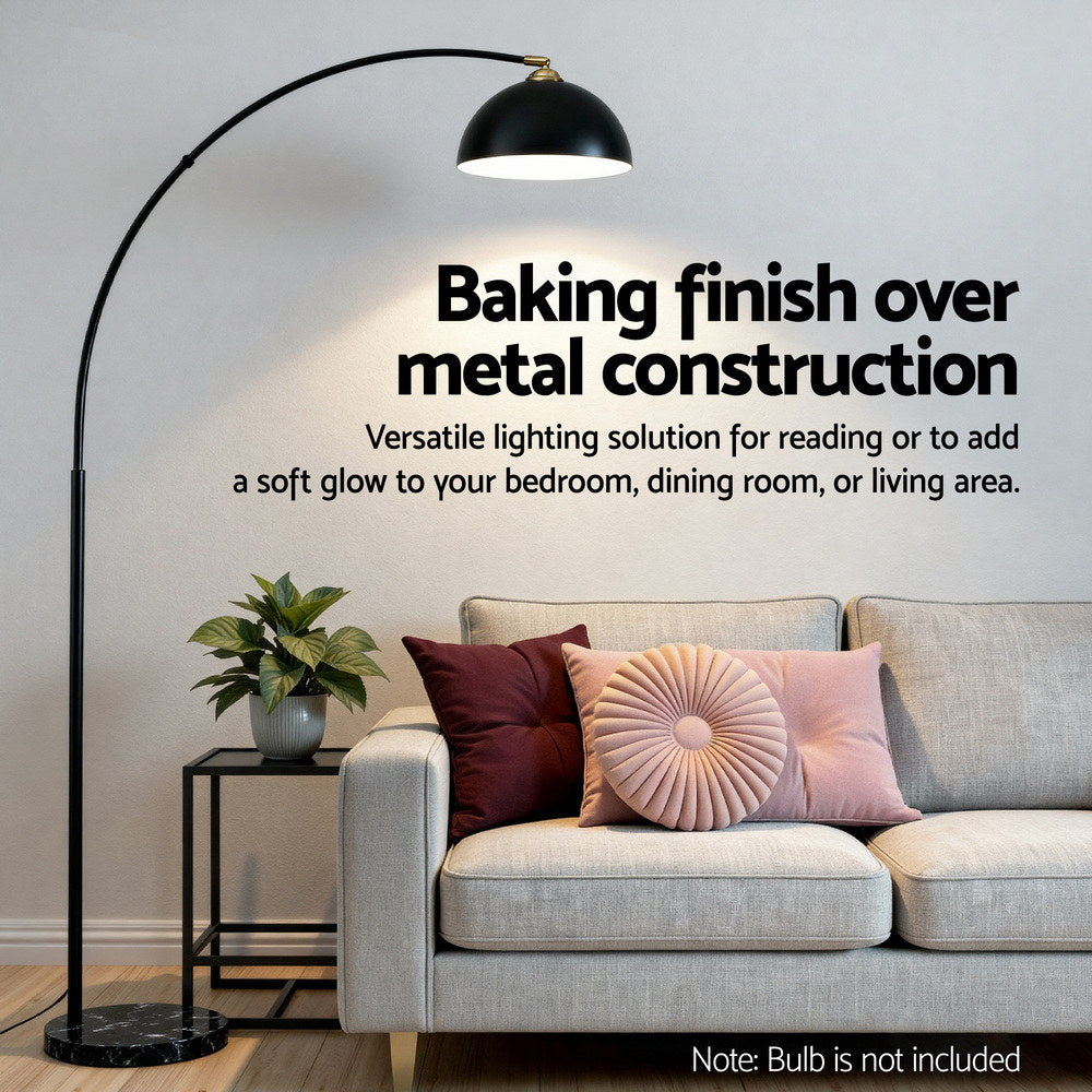 Marble finish - Modern Arched Floor Lamp Black Standing Heavy-Duty Marble Base for Living Room Bedroom