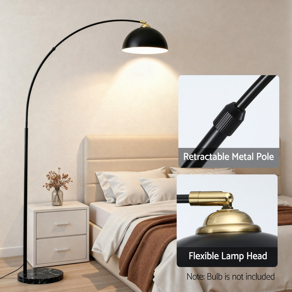 Modern Arched Floor Lamp Black Standing Heavy-Duty Marble Base for Living Room Bedroom | Floor Lamps