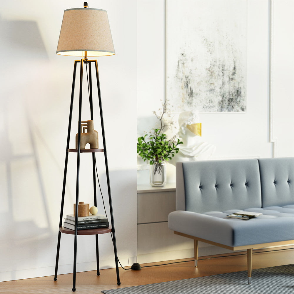 Modern Floor Lamp with Storage Shelves and LED Lighting