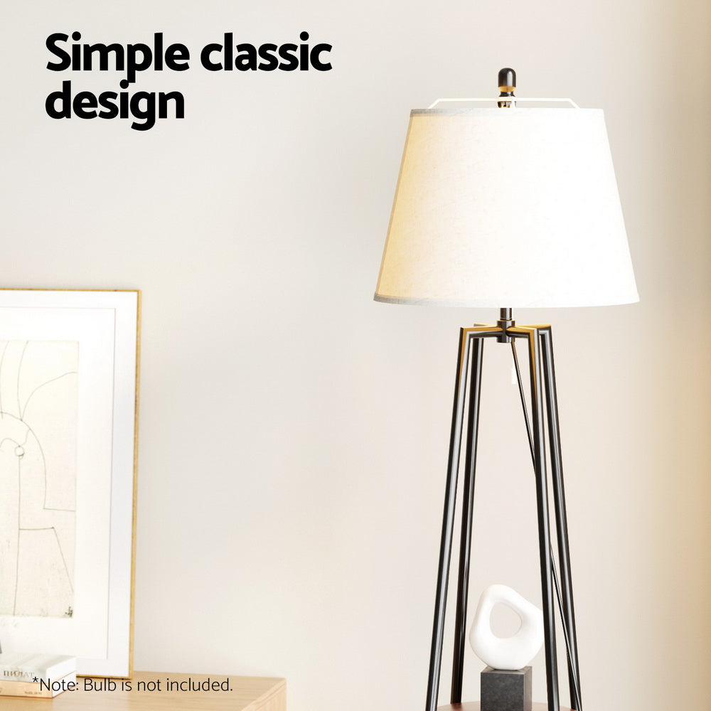 Modern Floor Lamp with Storage Shelves and LED Lighting