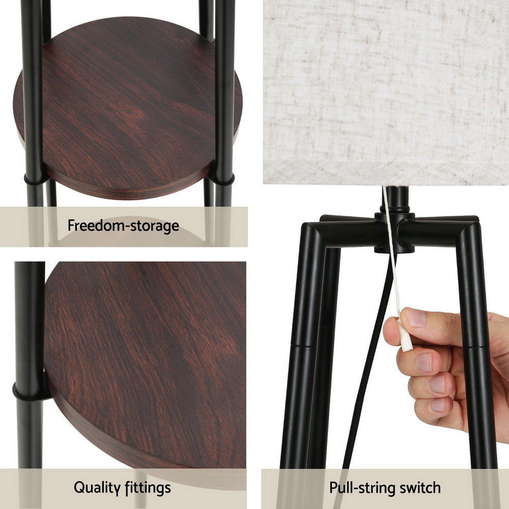 Modern Floor Lamp with Storage Shelves and LED Lighting