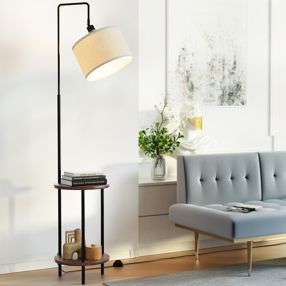 Modern Floor Lamp with Storage Shelves and LED Lighting