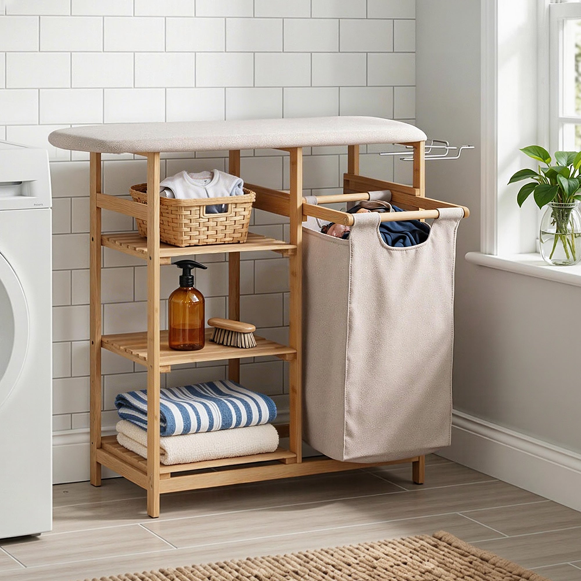 Artiss Bamboo Laundry Hamper Ironing Board | Simpledeals