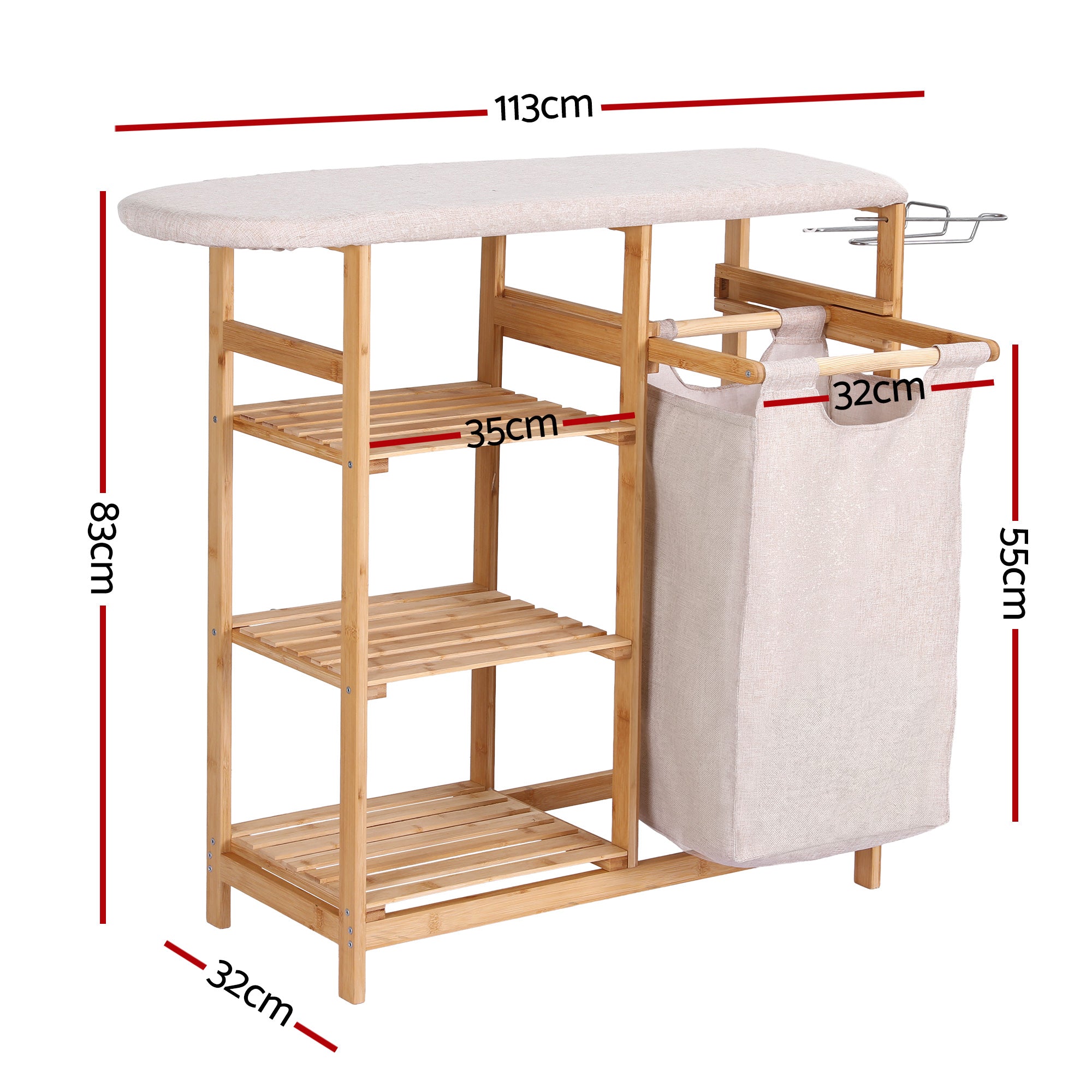 Artiss Bamboo Laundry Hamper Ironing Board | Simpledeals