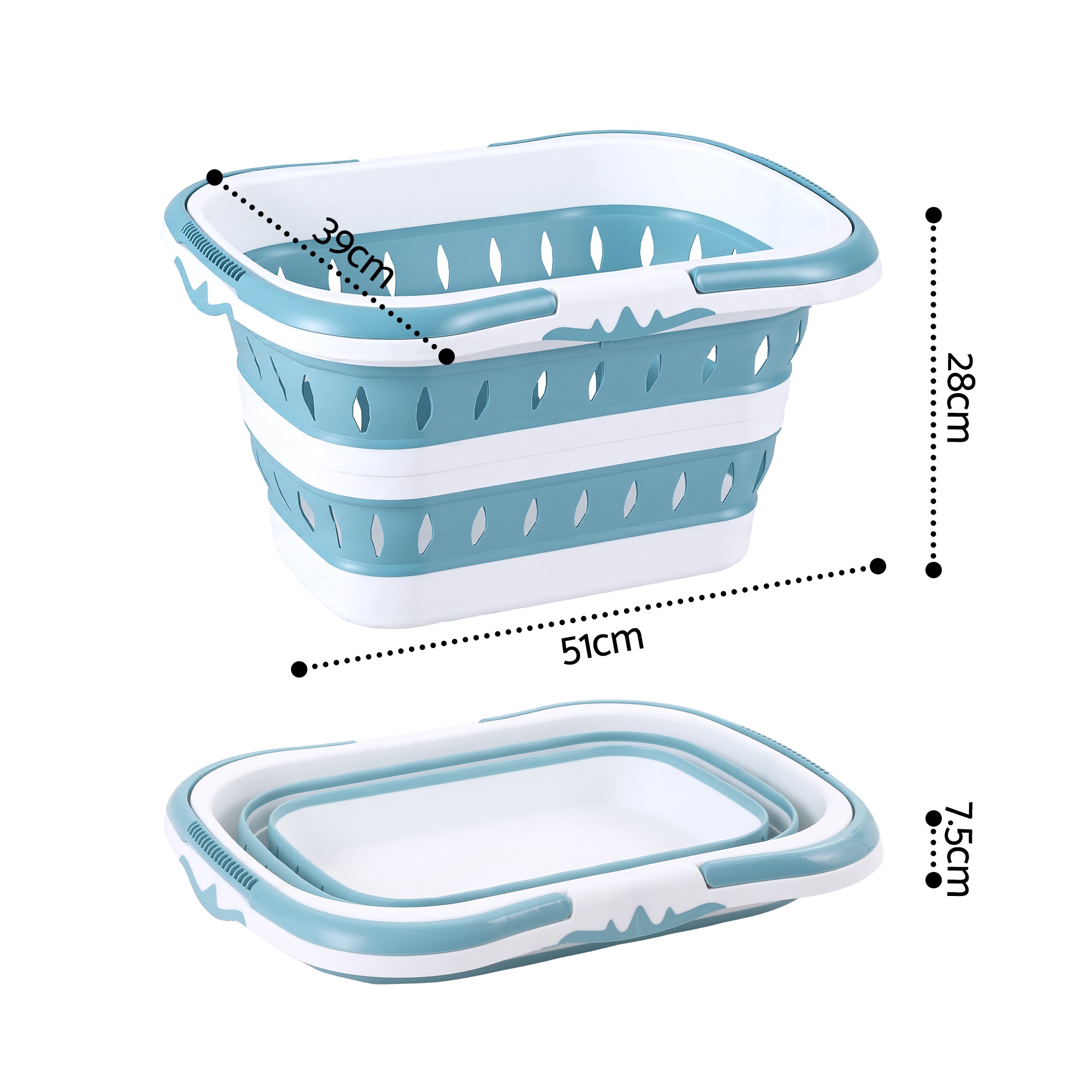 Large Foldable Laundry Basket Hamper Blue Clothes Storage Organiser