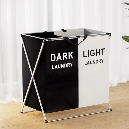 Laundry Basket Hamper Large Foldable Washing Clothes Storage 2 Sections, Clothing & Wardrobe Storage - photo 7