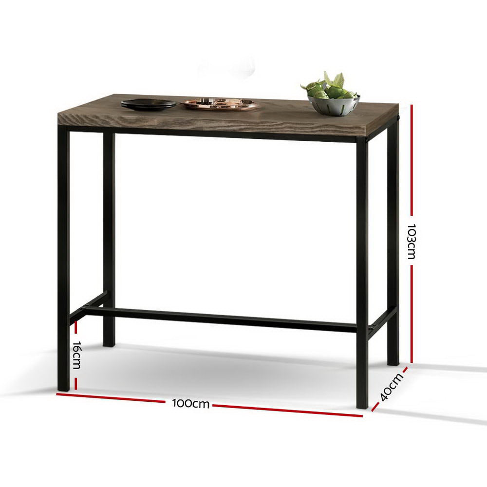 Table & Bar Stools - Vintage Industrial High Bar Table For Stool Kitchen Cafe Desk Dark Brown