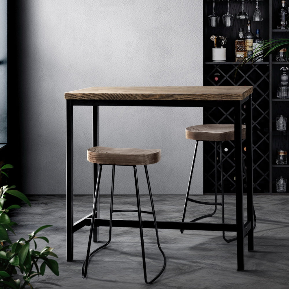 Vintage Industrial High Bar Table For Stool Kitchen Cafe Desk Dark Brown with Table & Bar Stools