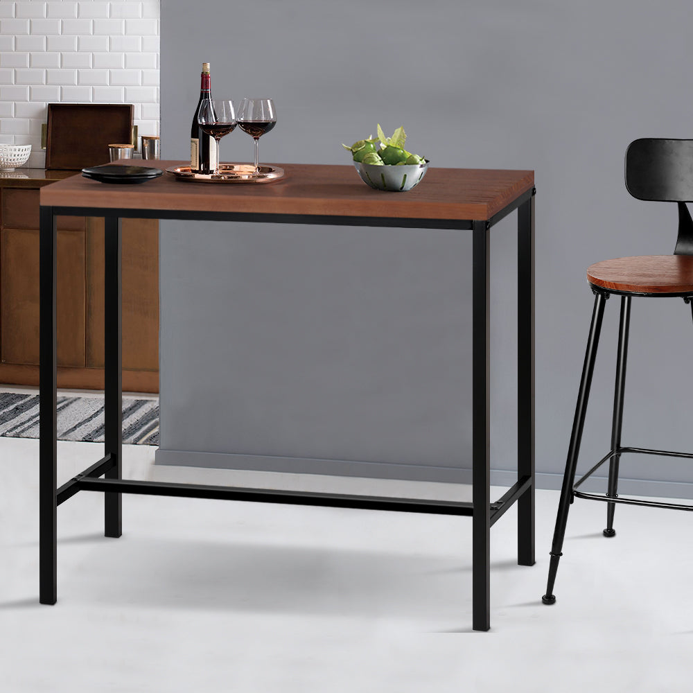 Alex Bar Table 100Cm Rectangular, Artiss Vintage Retro Pine