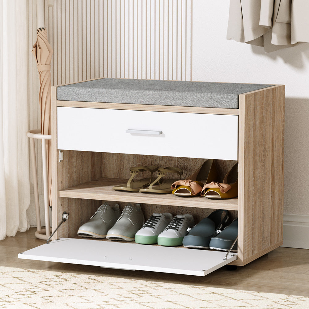 Shoe Rack Cabinet Bench Niva 8 Pairs Storage White Seating Organizer