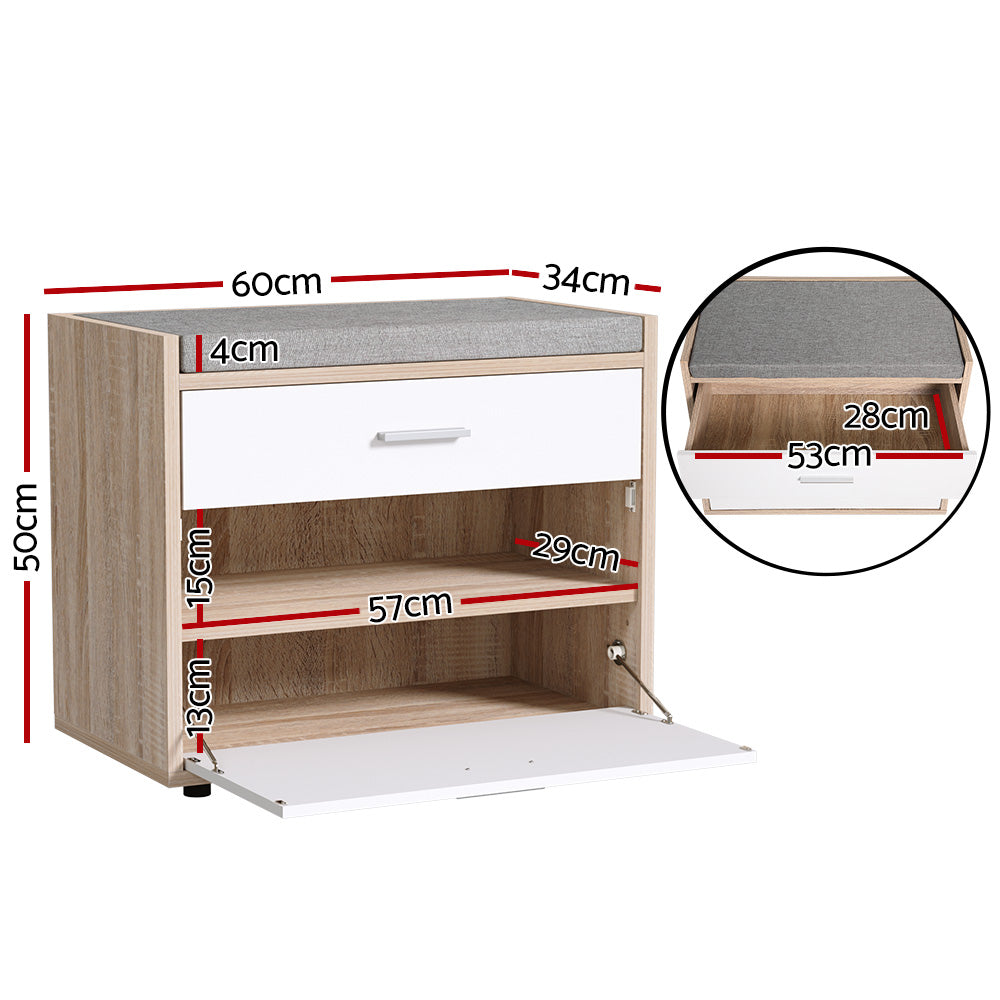 Shoe Rack Cabinet Bench Niva 8 Pairs Storage White Seating Organizer