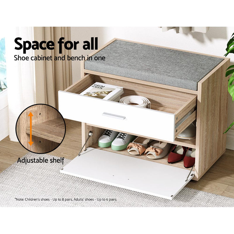 Shoe Storage - Shoe Rack Cabinet Bench Niva 8 Pairs Storage White Seating Organizer