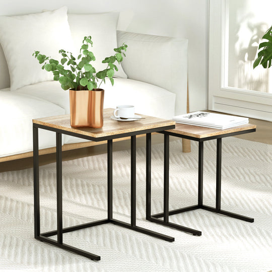Nesting Coffee Table Sef Of 2 Walnut Brok - Side Tables Wooden Rustic