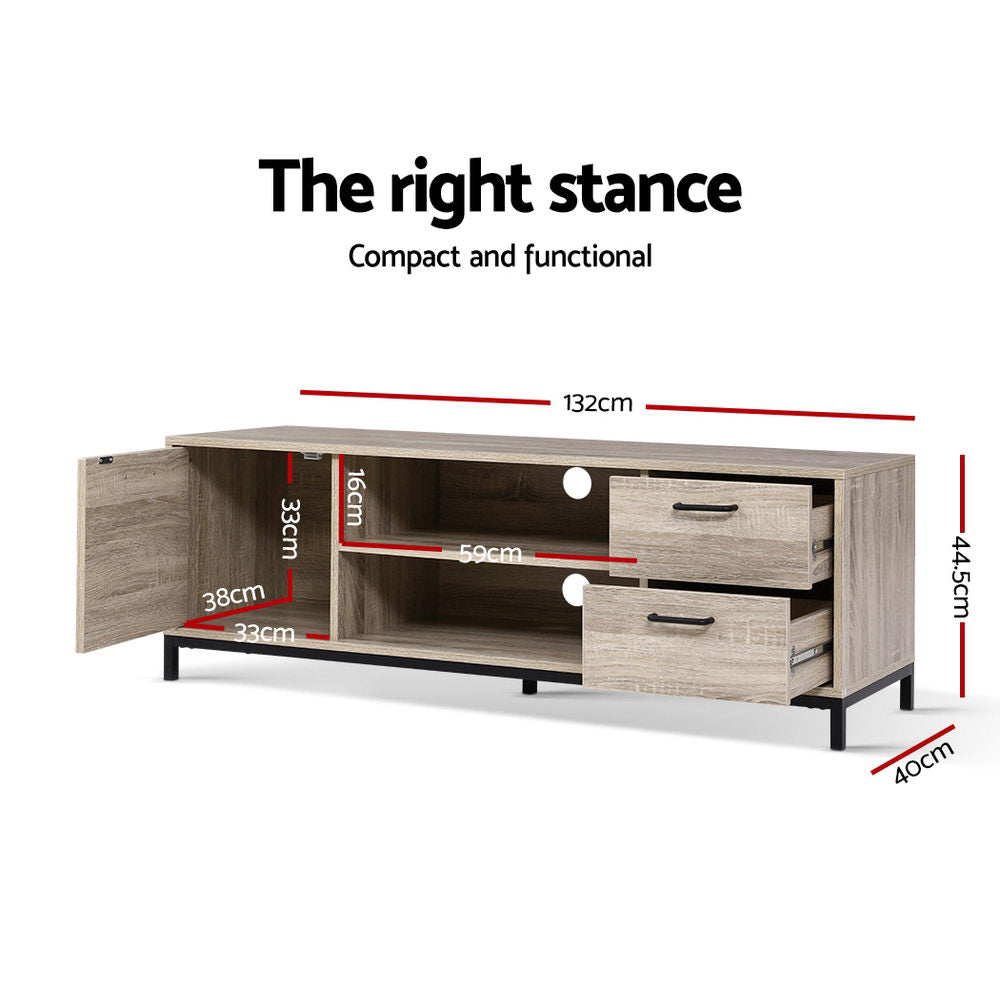 TV Cabinet Entertainment Unit 132cm Pine Storage Stand