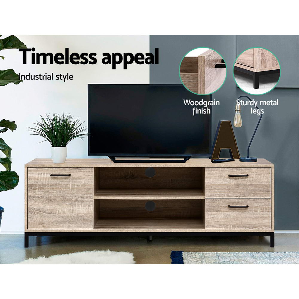 TV Cabinet Entertainment Unit 132cm Pine Storage Stand