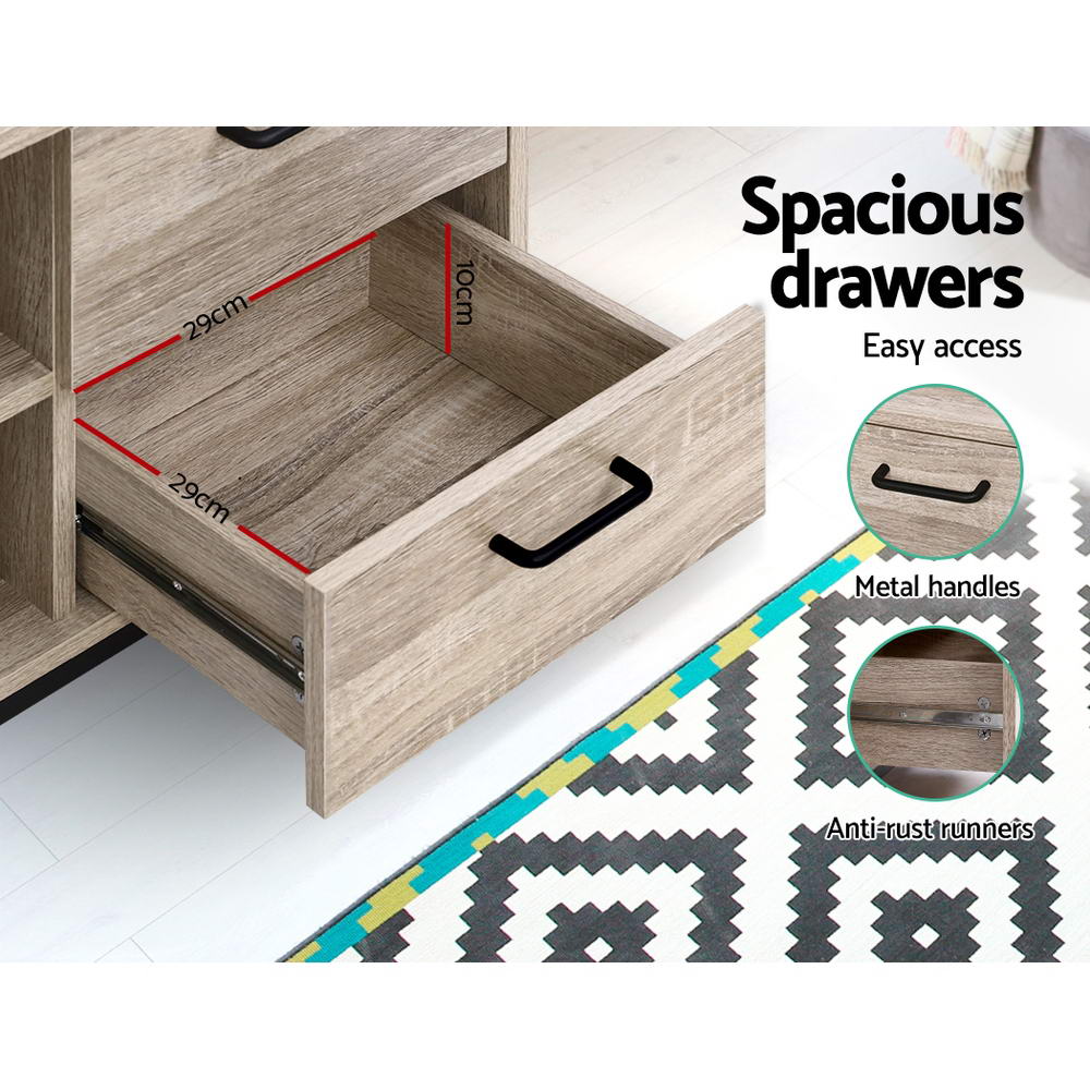 TV Cabinet Entertainment Unit 132cm Pine Storage Stand