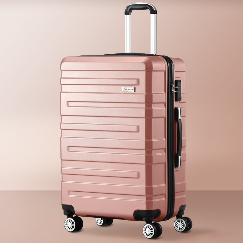 Luggage Suitcase Trolley Set Travel TSA Lock Pink/Purple - Pink colour