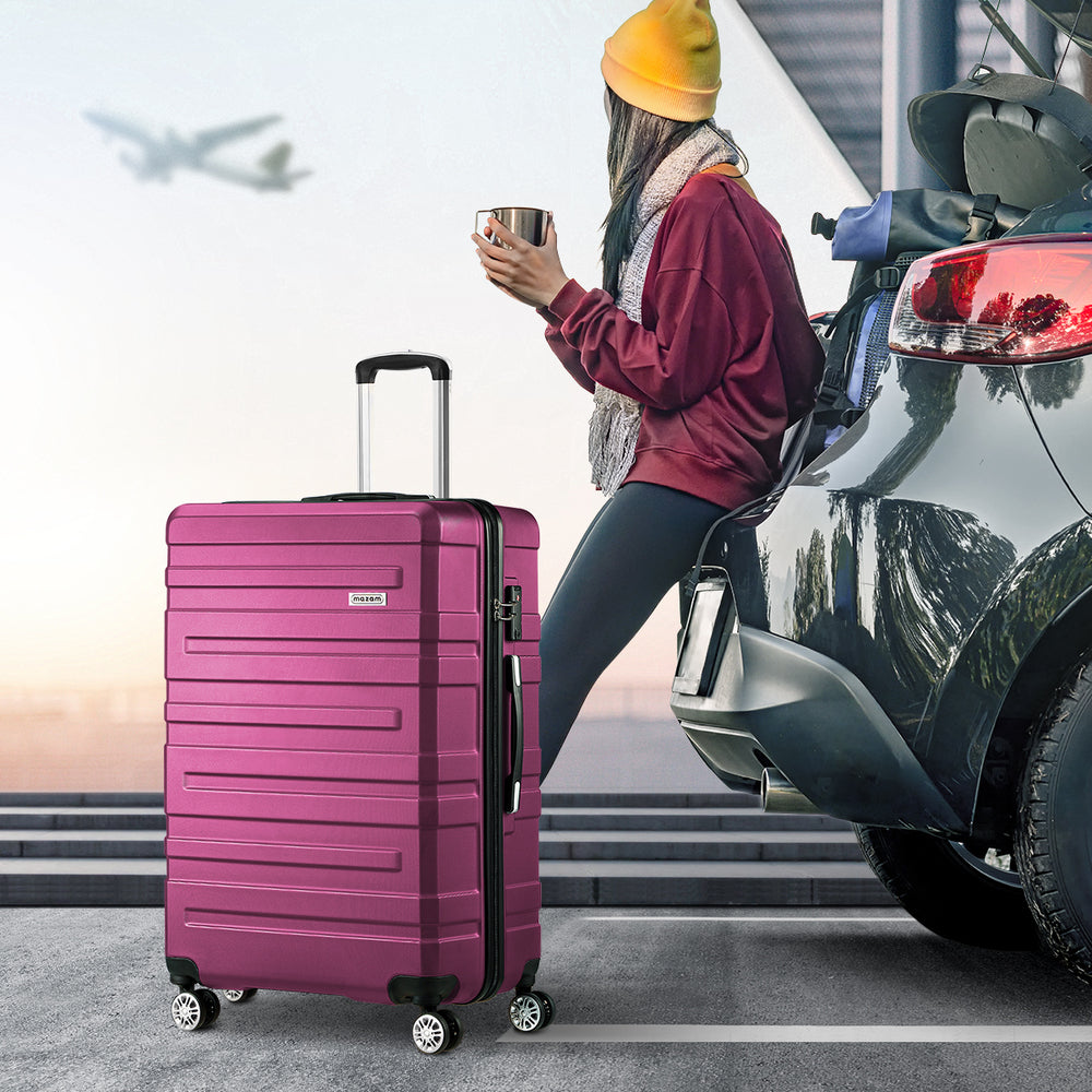 28" Luggage Suitcase Trolley Set TSA Lock Hard Case Magenta