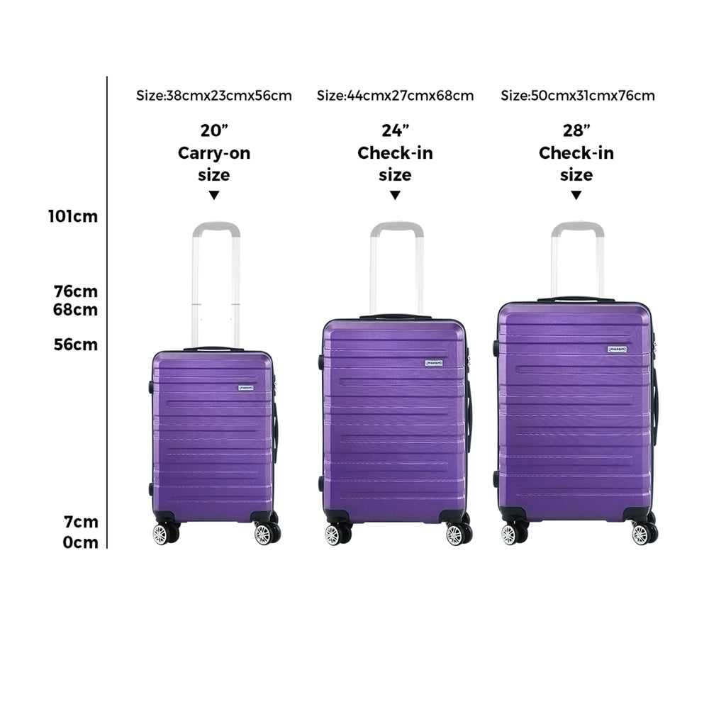 Luggage Suitcase Trolley Set Travel TSA Lock Pink/Purple