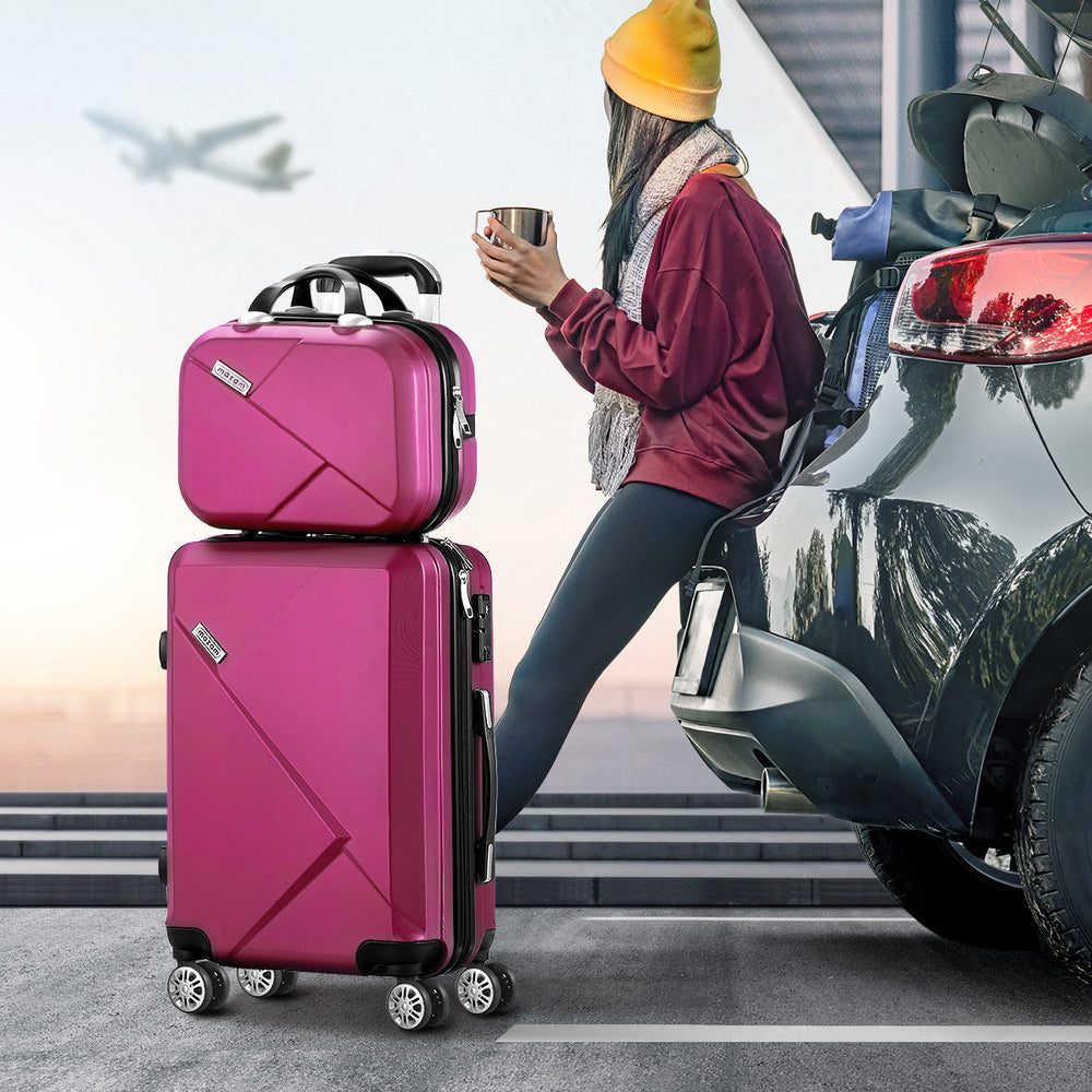 28" Luggage Suitcase Trolley Set Travel TSA Lock Red