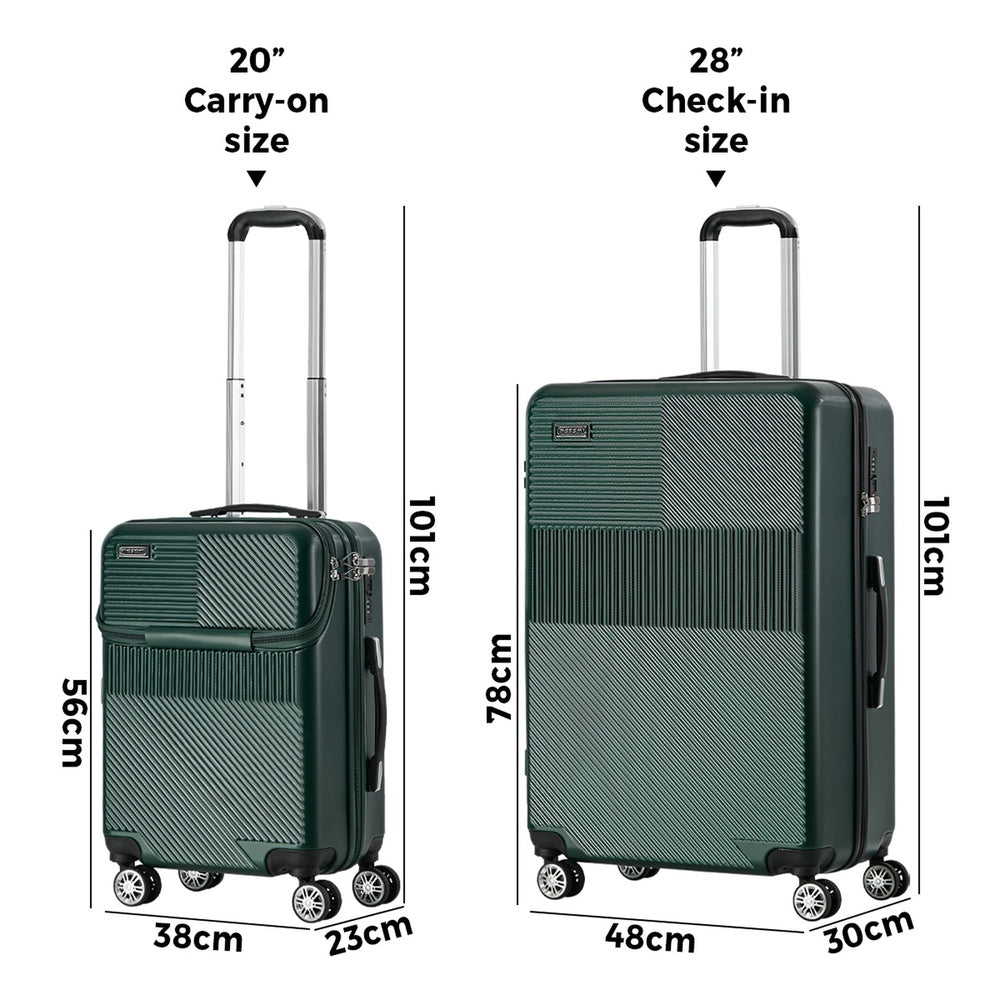2PC Hard Case Luggage Set TSA Lock Green | Simpledeals