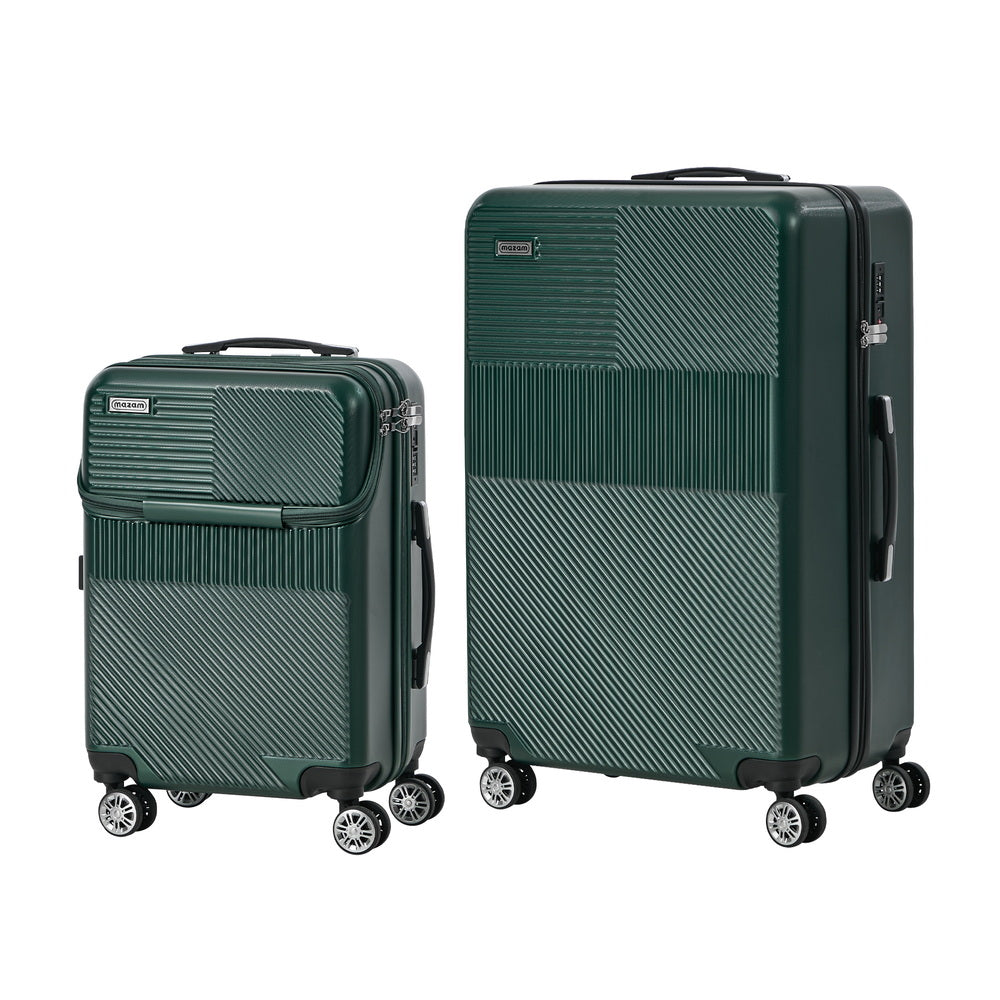 2PC Hard Case Luggage Set TSA Lock Green | Simpledeals