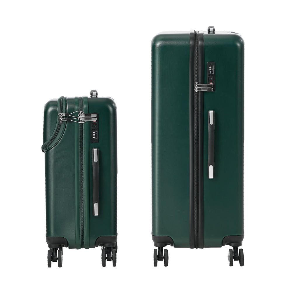 2PC Hard Case Luggage Set TSA Lock Green | Simpledeals