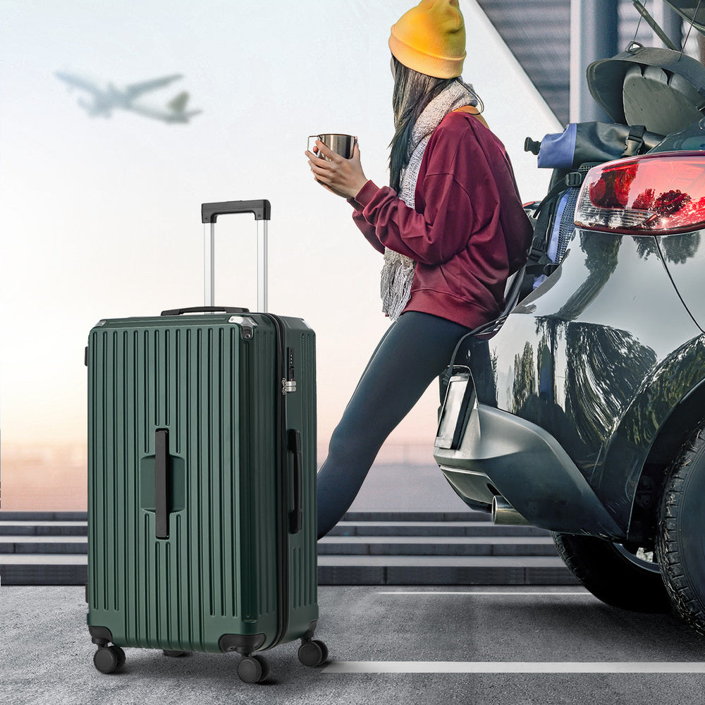 28" Luggage Suitcase TSA Lock Hard Shell Case Cup Holder