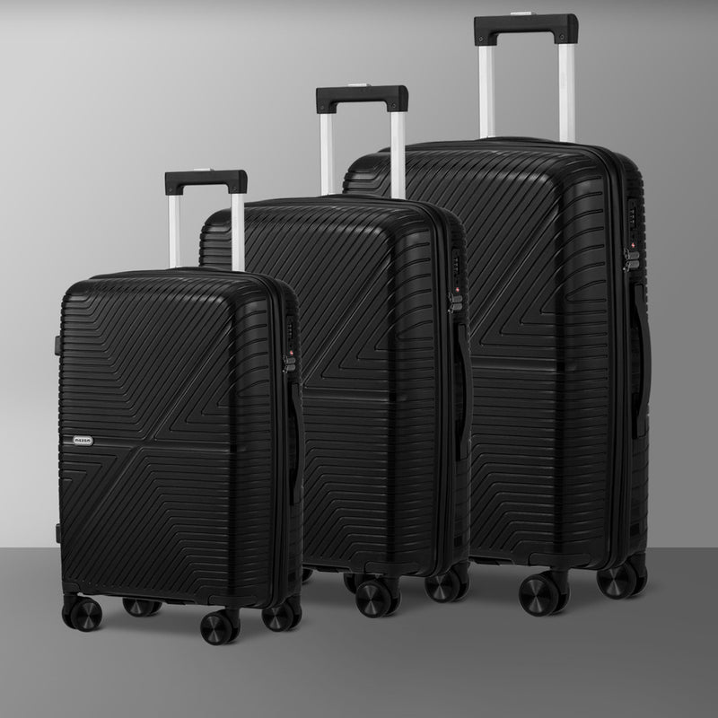 3PCS Luggage Suitcase Set Black/Green/Grey PP Case TSA Lock with Luggage Sets