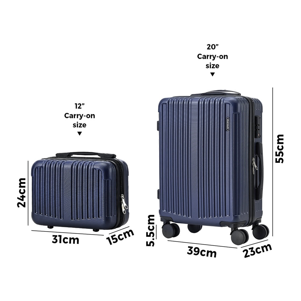 2PCS Luggage Suitcase Trolley Set Carry On TSA Hard Case Black