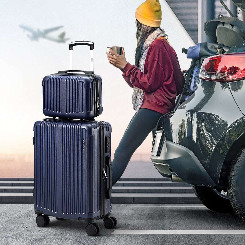 2PCS Luggage Suitcase Trolley Set Carry On TSA Hard Case Black