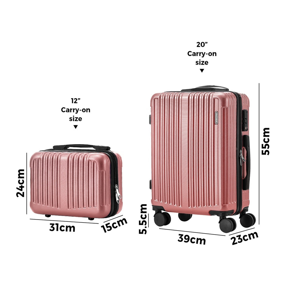 2PCS Luggage Suitcase Trolley Set Carry On TSA Hard Case Black