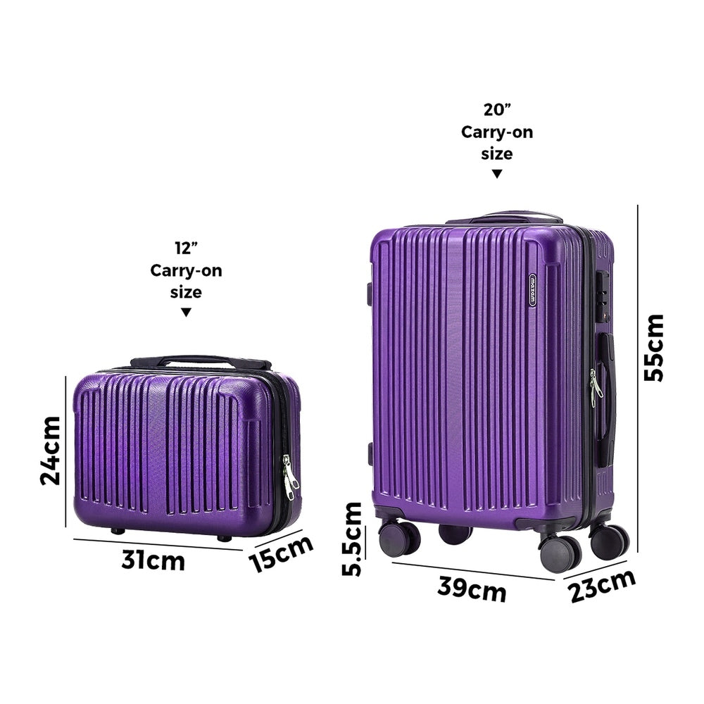 2PCS Luggage Suitcase Trolley Set Carry On TSA Hard Case Black